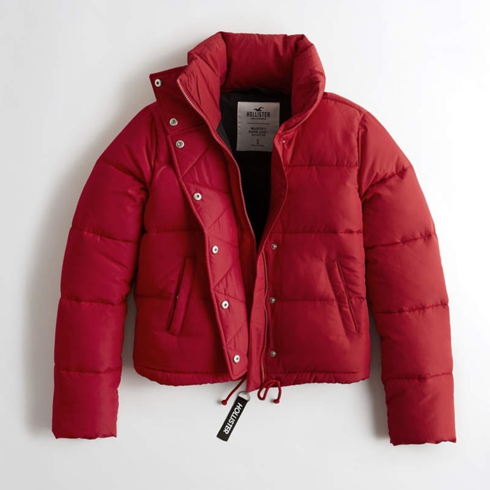 Hollister Co Mockneck Puffer Jacket /Coat Hot Pink